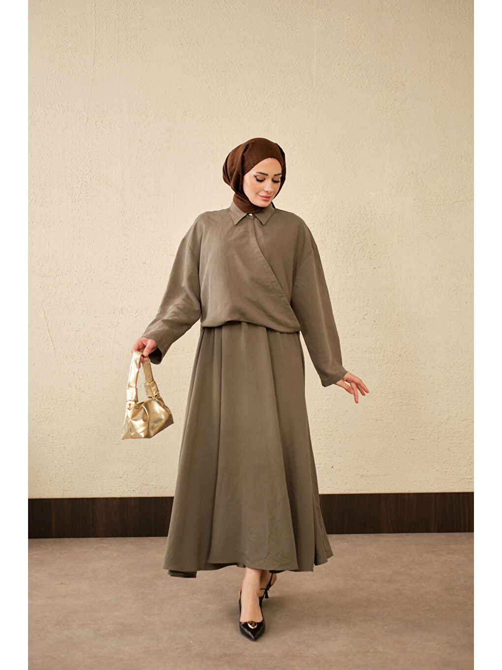 Kadın Breeze Gömlekli Elbise Haki Yeşil-3