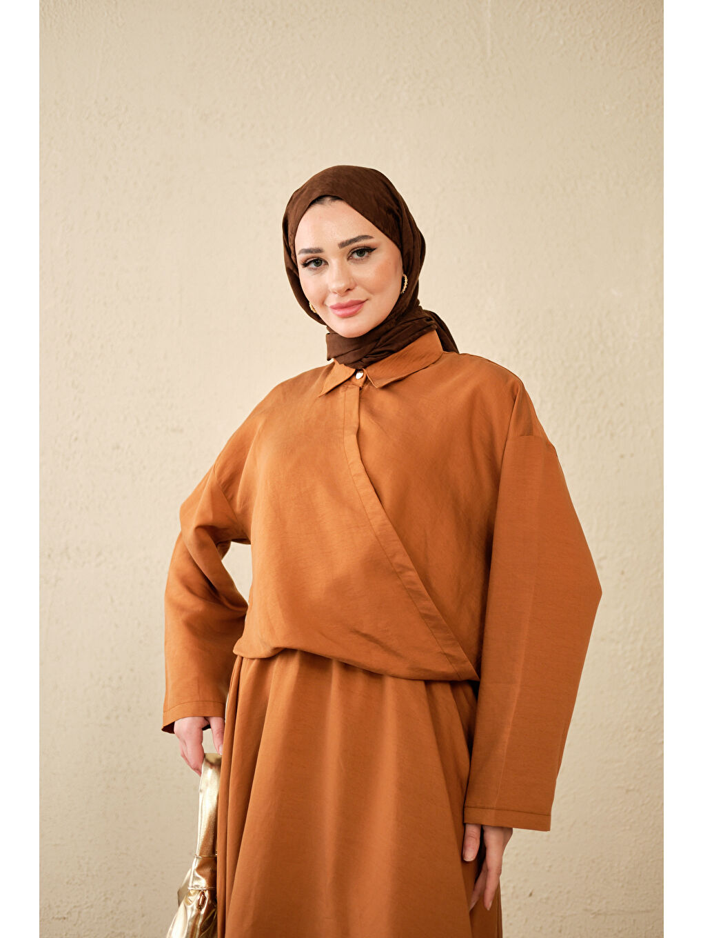 Kahverengi Kadın Breeze Gömlekli Elbise Kiremit-2
