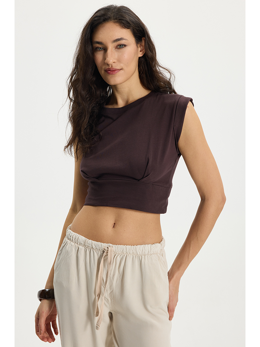 Kahverengi Kadin Kisa Pİlelİ Rdn-2320 Crop-3