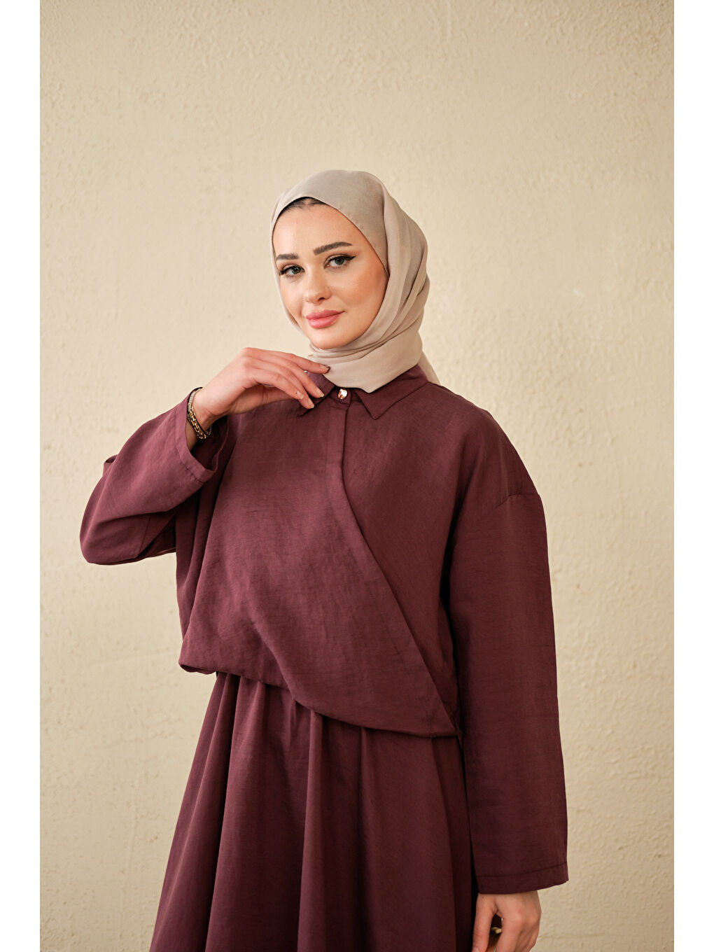 Kadın Breeze Gömlekli Elbise Mürdüm-2