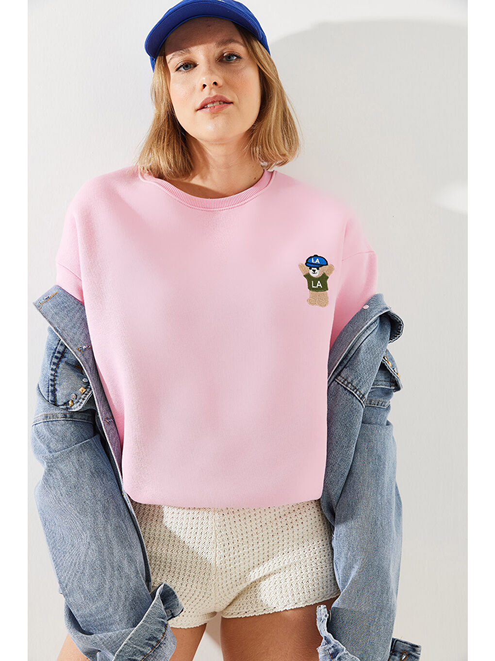 SHADE Pembe Kadın Nakışlı İplik Sweatshirt