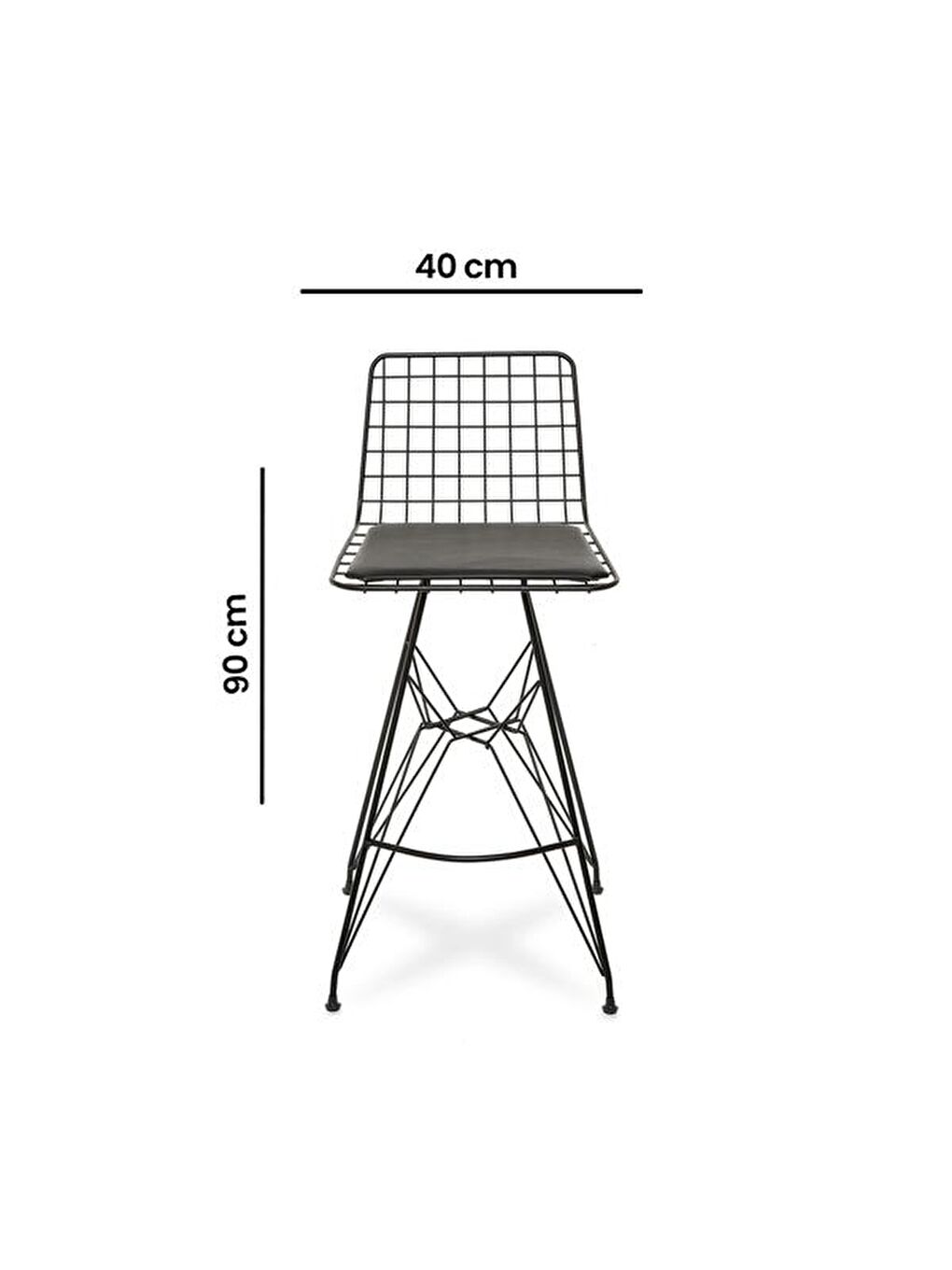 2'li Tel Bar Taburesi - Siyah-5