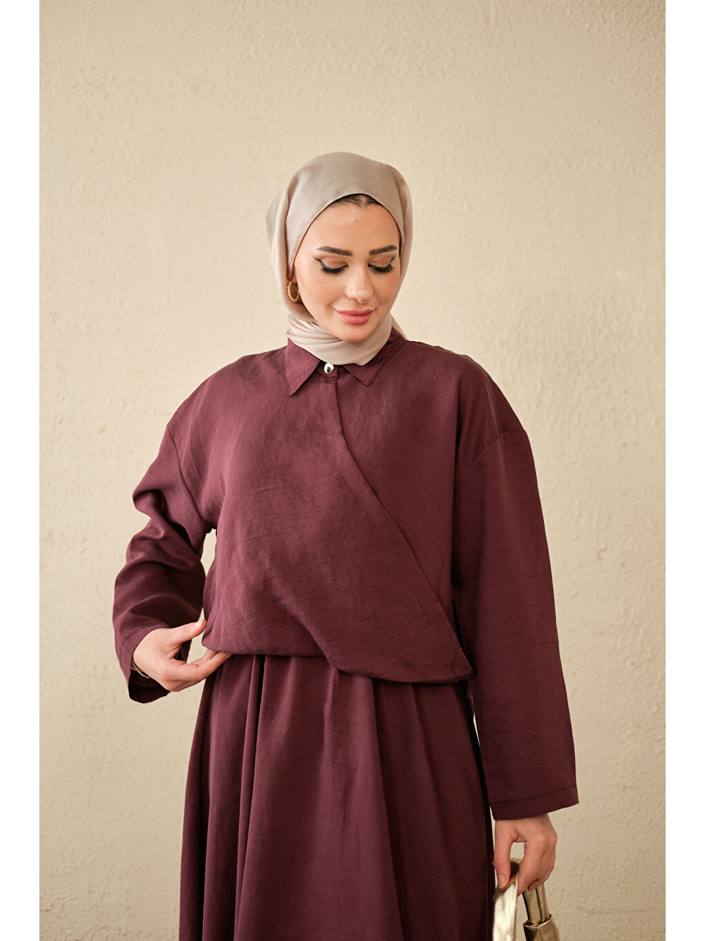 Kadın Breeze Gömlekli Elbise Mürdüm-4