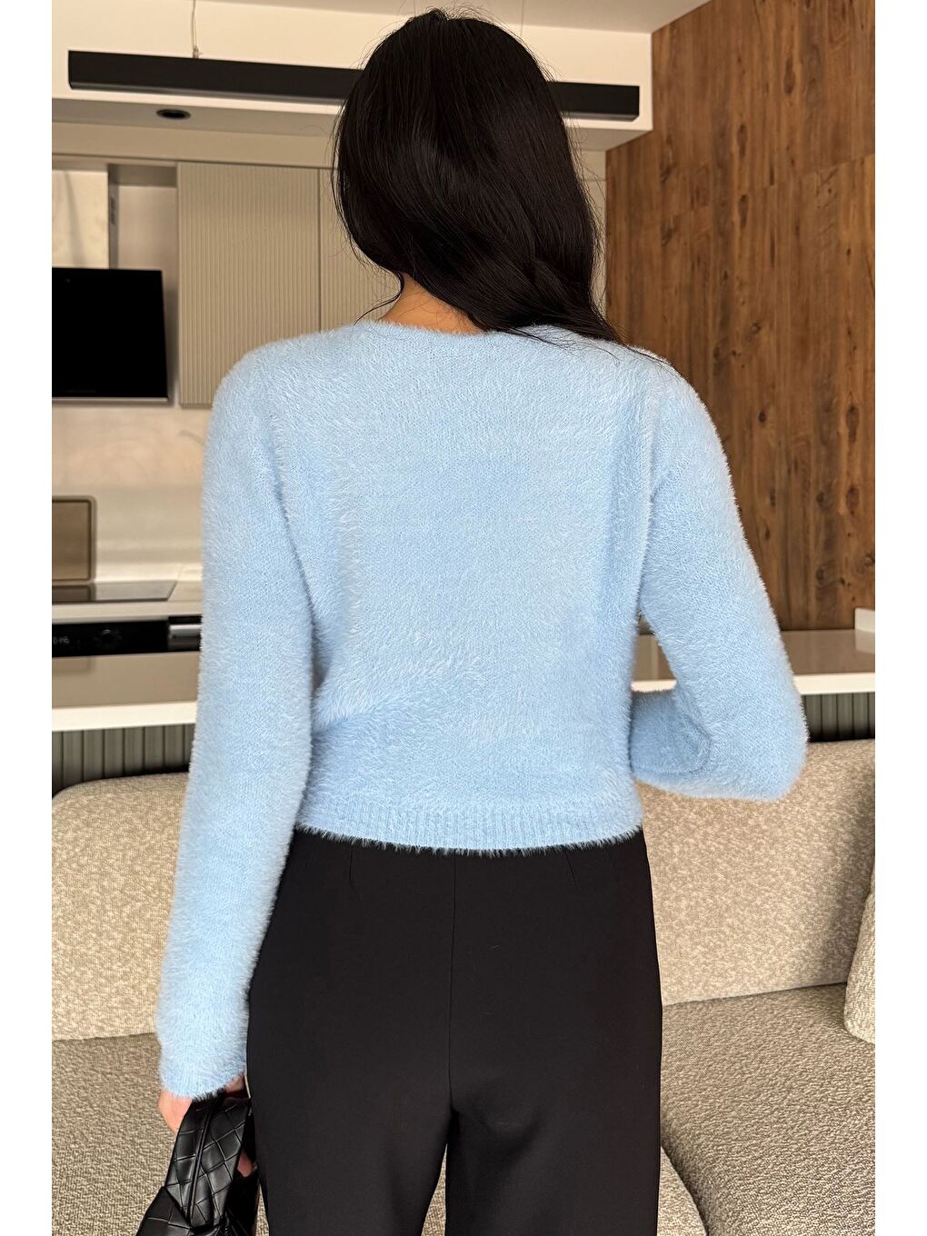 Mavi Ön Fiyonklu Sakallı Triko Ceket (s,m,l Uyumludur)-3