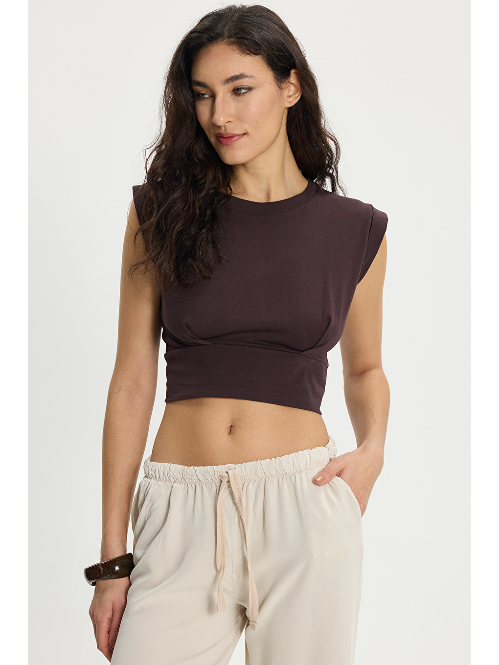 Kahverengi Kadin Kisa Pİlelİ Rdn-2320 Crop-5