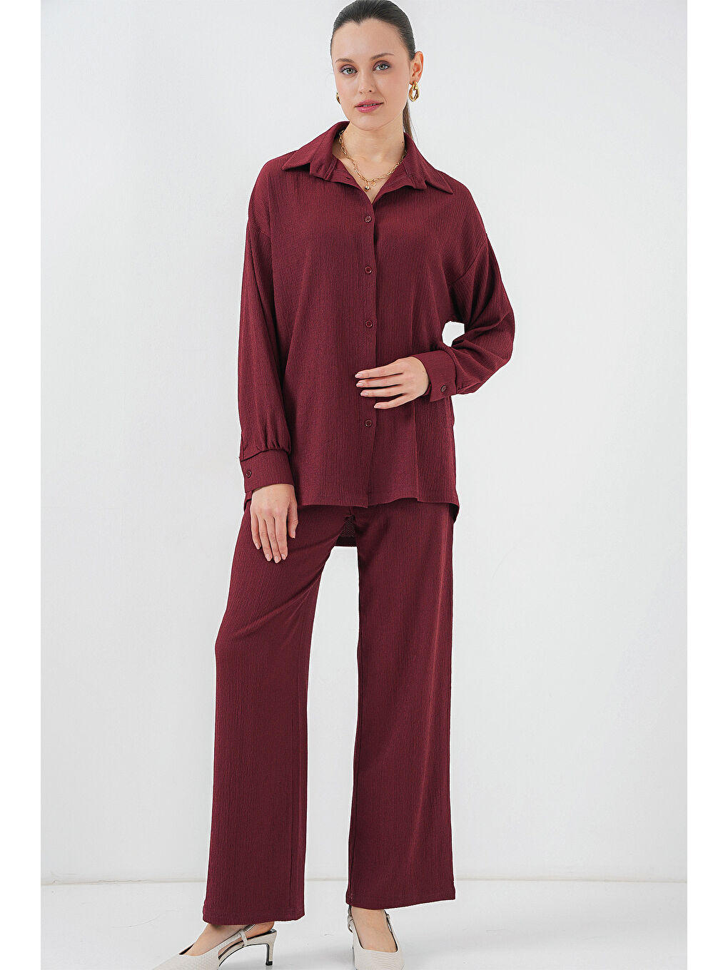 5858 Örme İkili Takım - Bordo-2