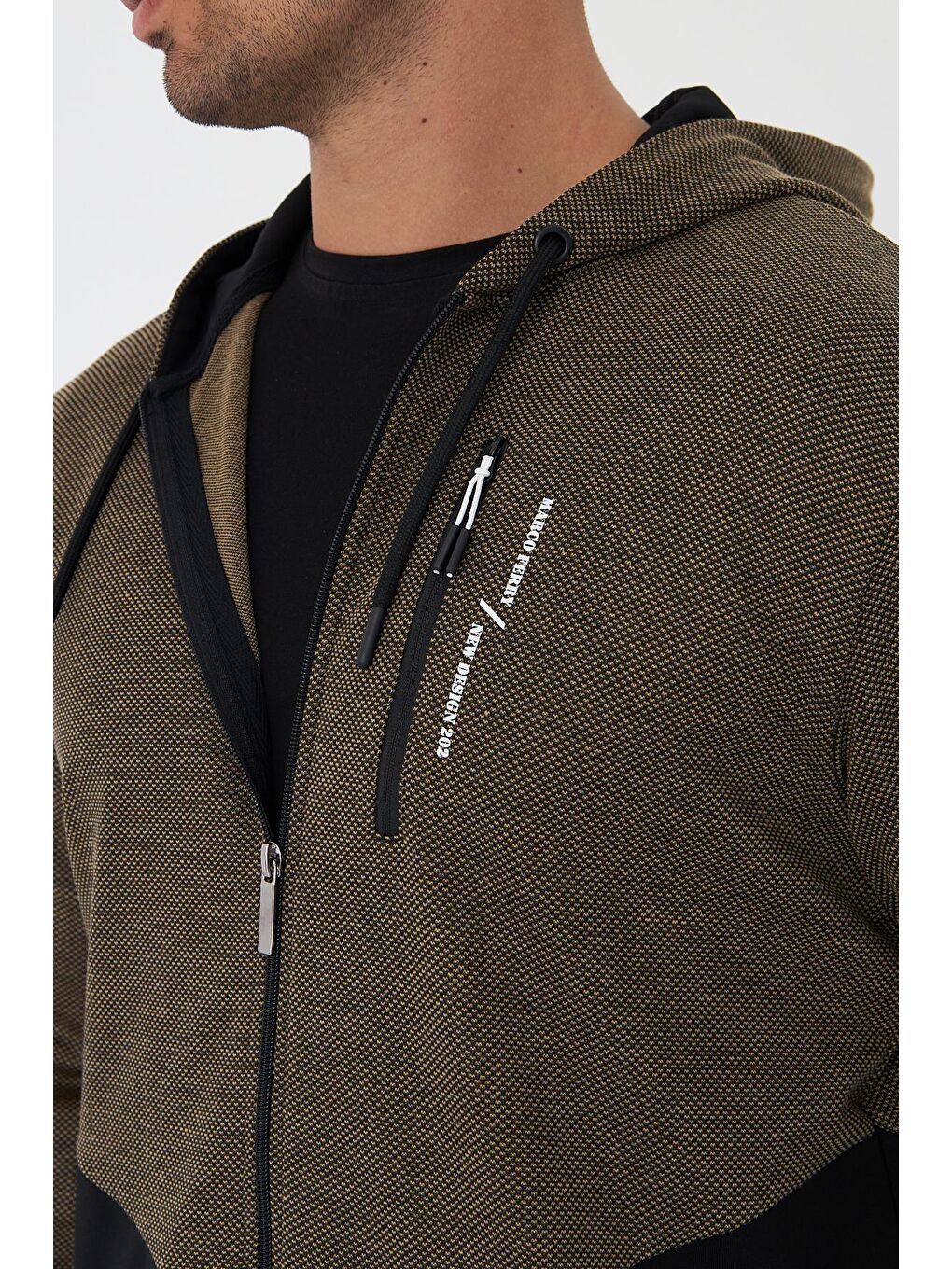 Erkek Pamuklu Kapüşonlu Eşofman Takımı Bej 5815-B-6