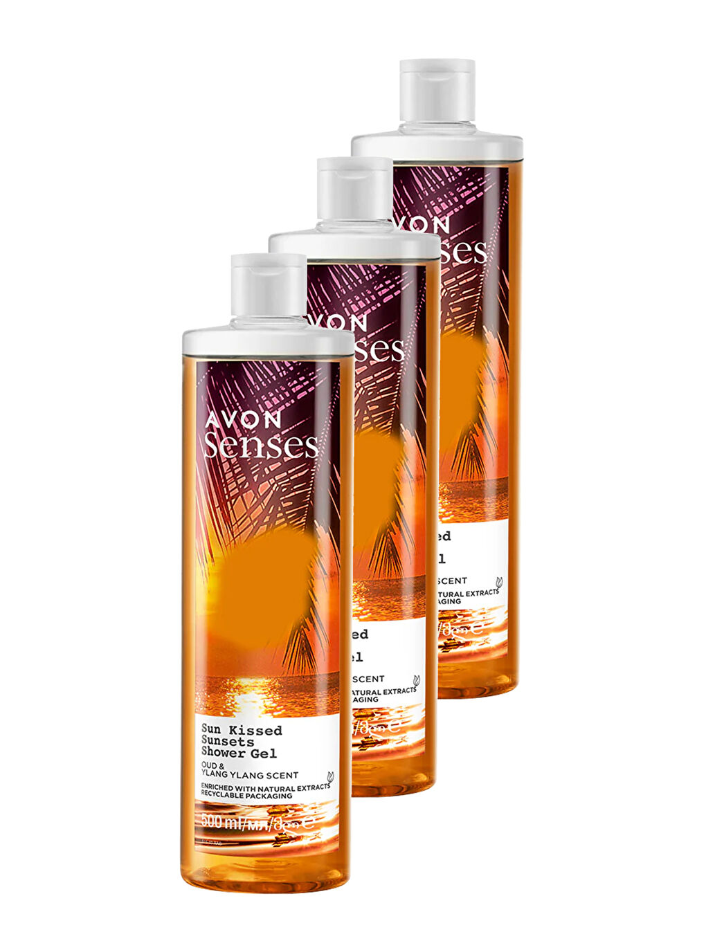 AVON Renksiz Senses Sun Kissed Sunsets Duş Jeli 500 Ml. Üçlü Set