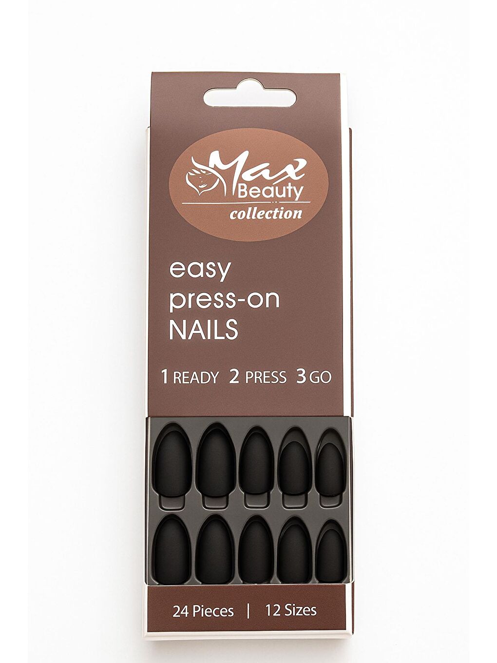 Mat siyah Renk Takma Tırnak Seti 24 Parça (Yapıştırıcılı)-1