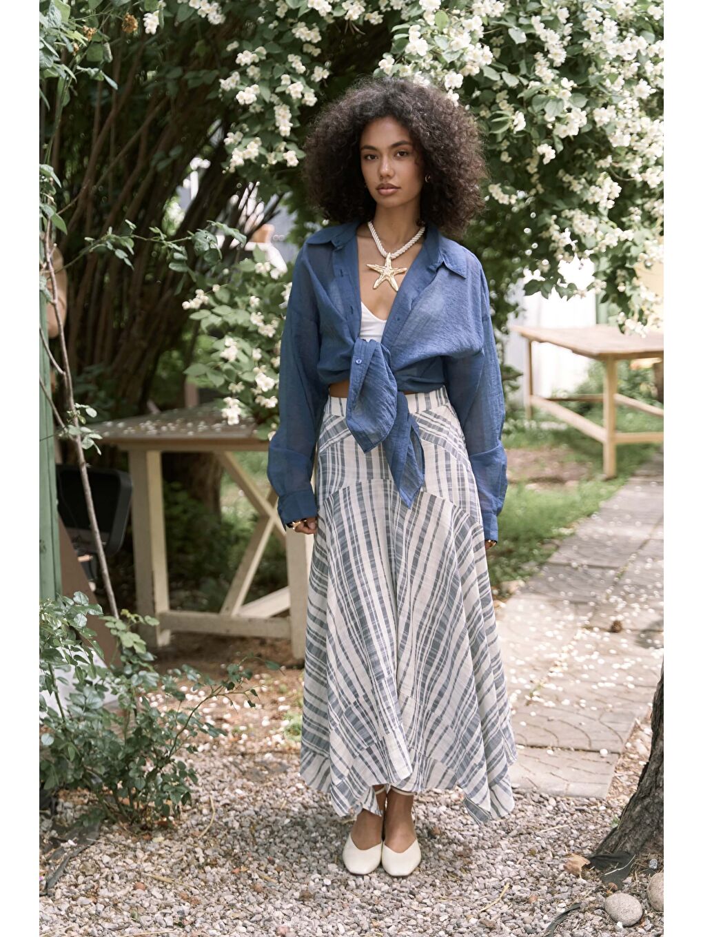 Syaritta Oversize İndigo Transparan Gömlek-2