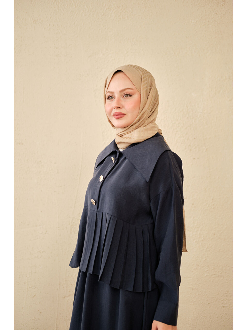 Kadın Gemici Yaka Fırfır Detay Takım Lacivert-2