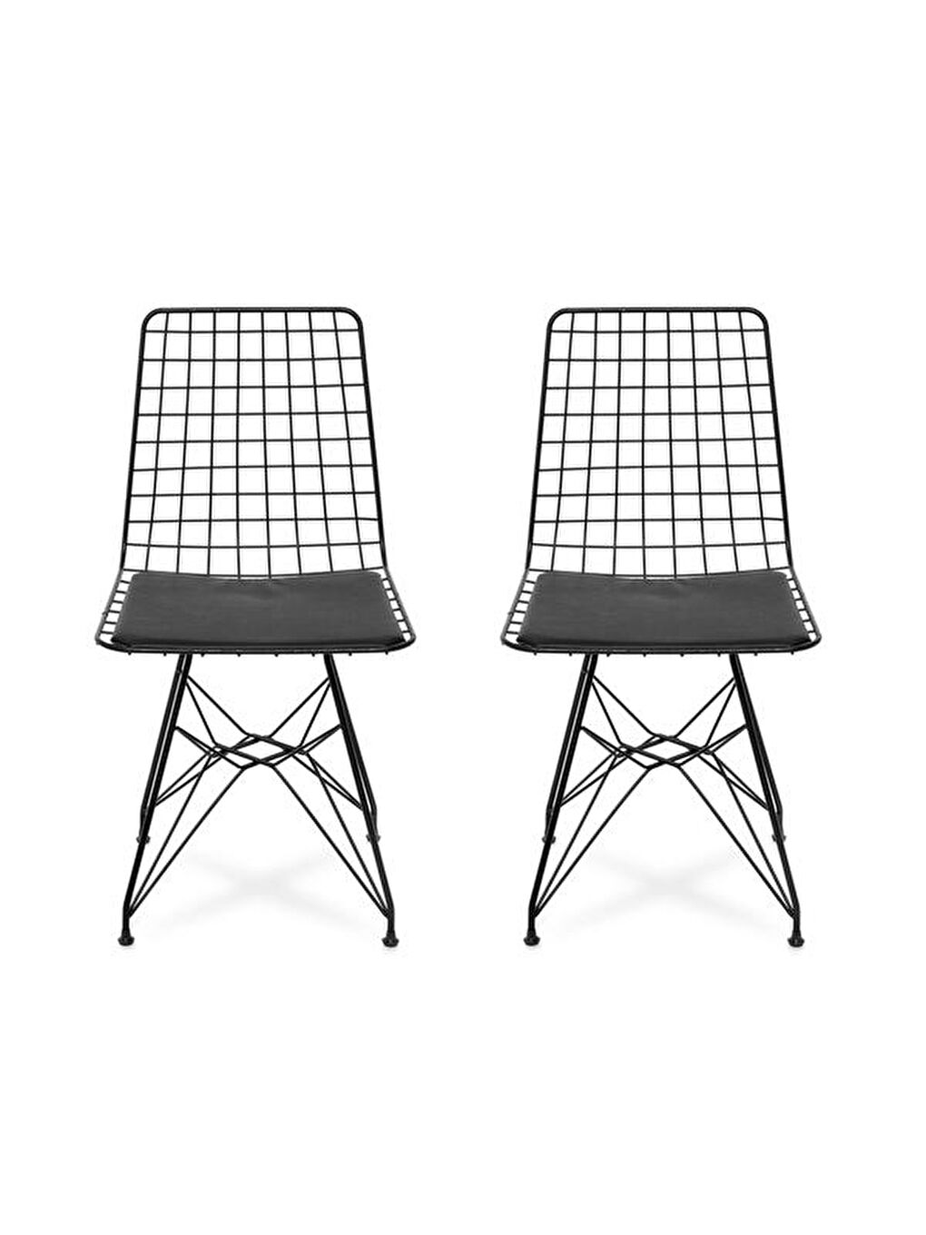 2'li Tel Sandalye - Siyah