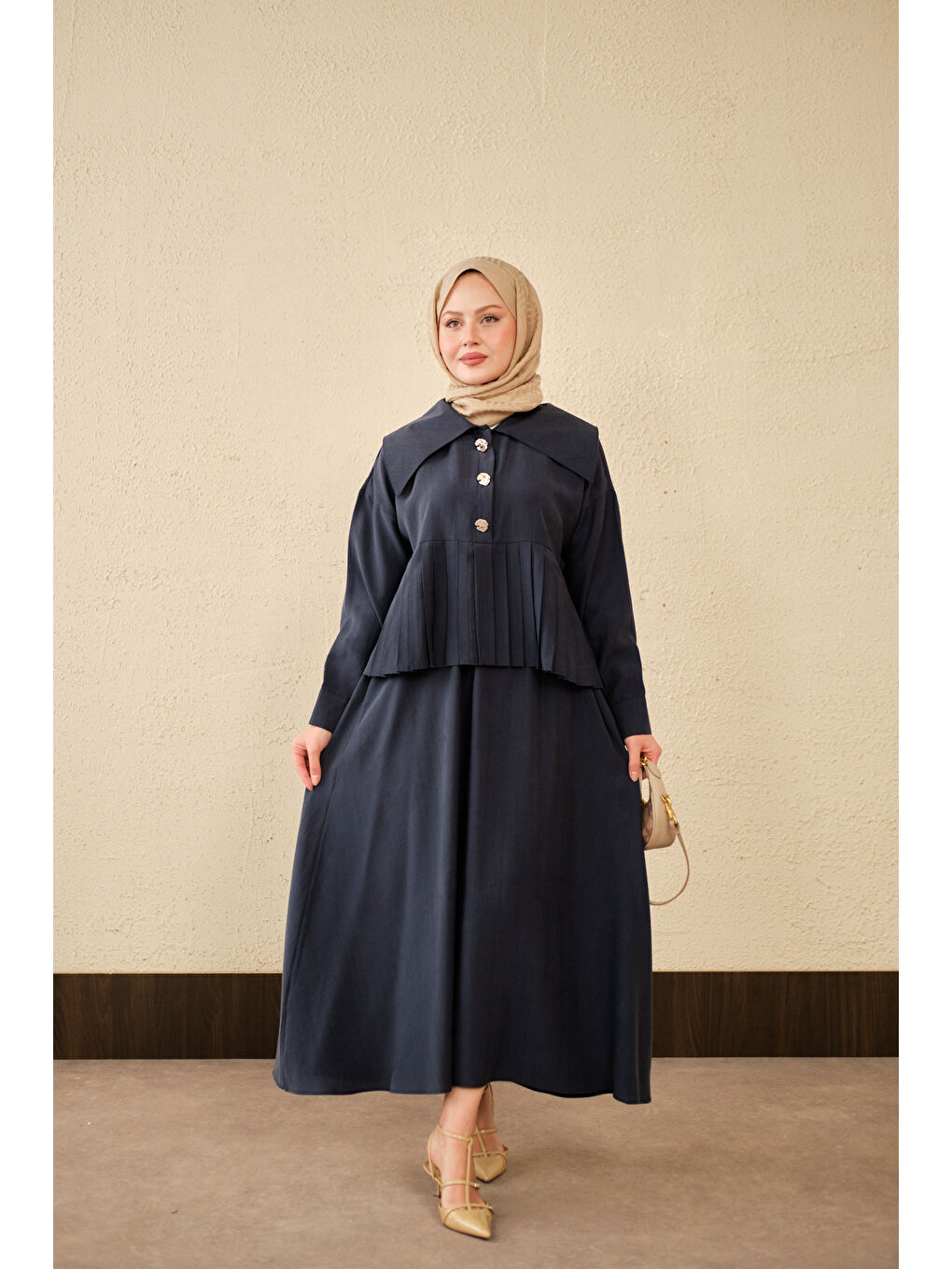 Kadın Gemici Yaka Fırfır Detay Takım Lacivert-4