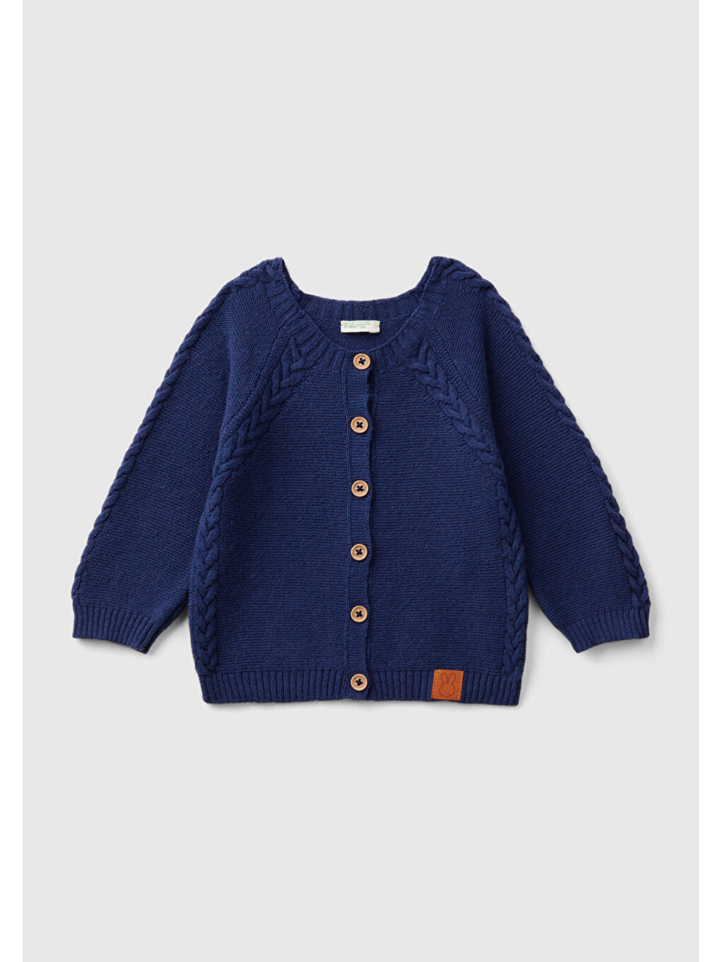 Bebek Mor Düğmeli Örgü Detaylı Bisiklet Yaka Hırka