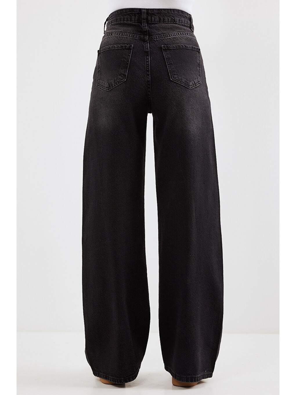 6702 Kadın Bol Paça Yüksek Bel Palazzo Jean Pantolon   Siyah-6