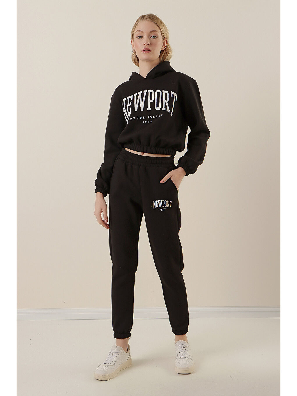 55397 Baskılı Eşofman Takımı - Siyah