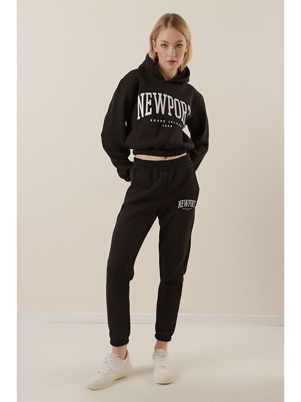 55397 Baskılı Eşofman Takımı - Siyah-2