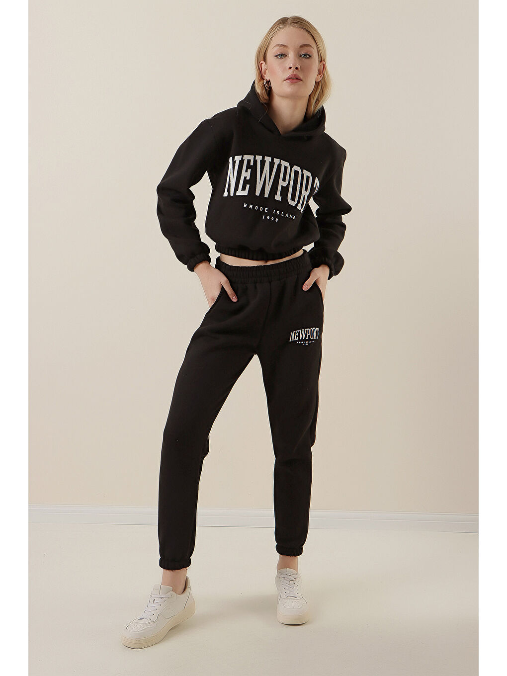 55397 Baskılı Eşofman Takımı - Siyah-3