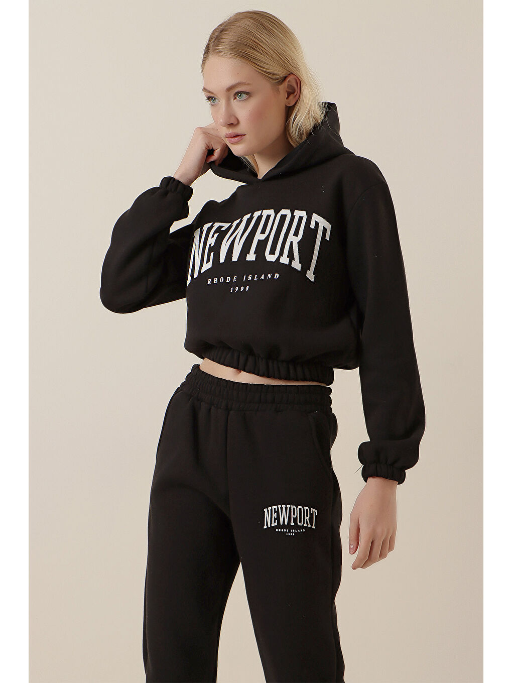 55397 Baskılı Eşofman Takımı - Siyah-4