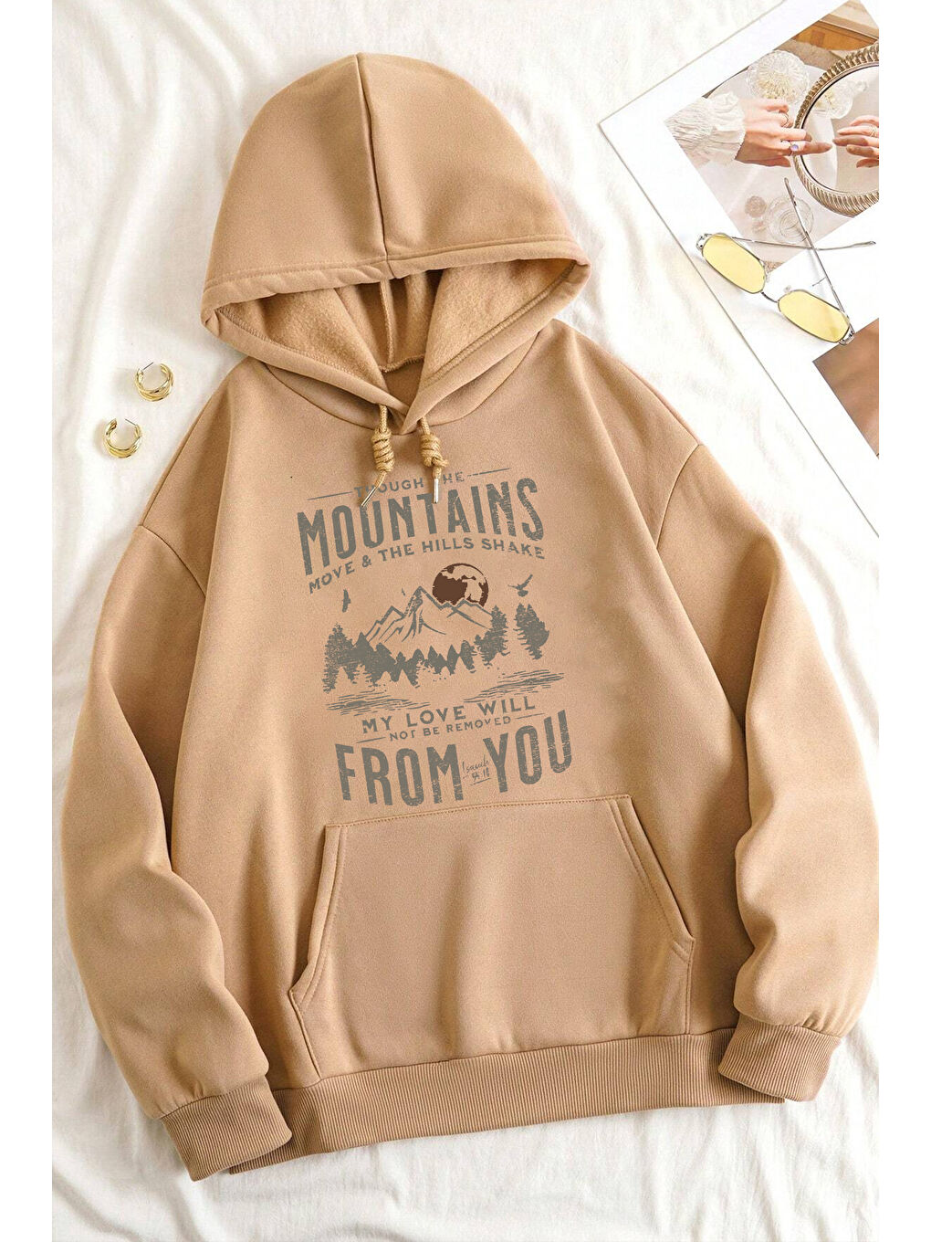 Bej From You Baskılı Oversize Sweatshirt