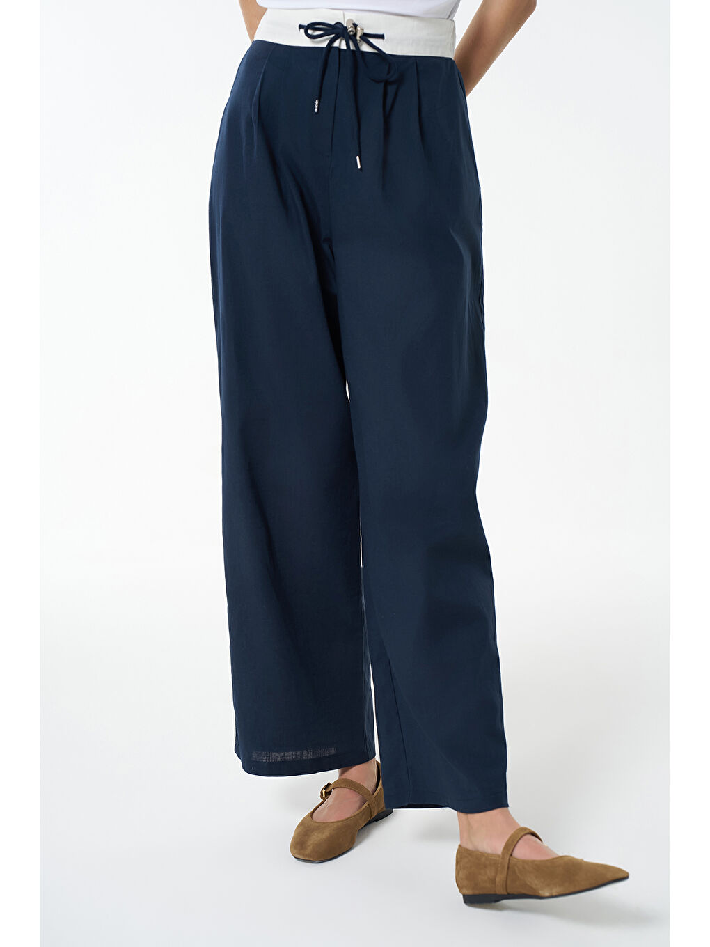 Beli Garnili Palazzo Pantolon Lacivert-3