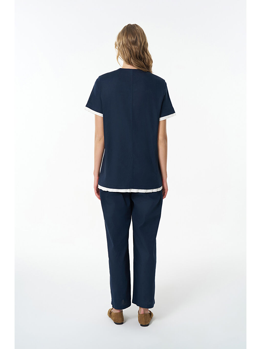 Beli Garnili Palazzo Pantolon Lacivert-4