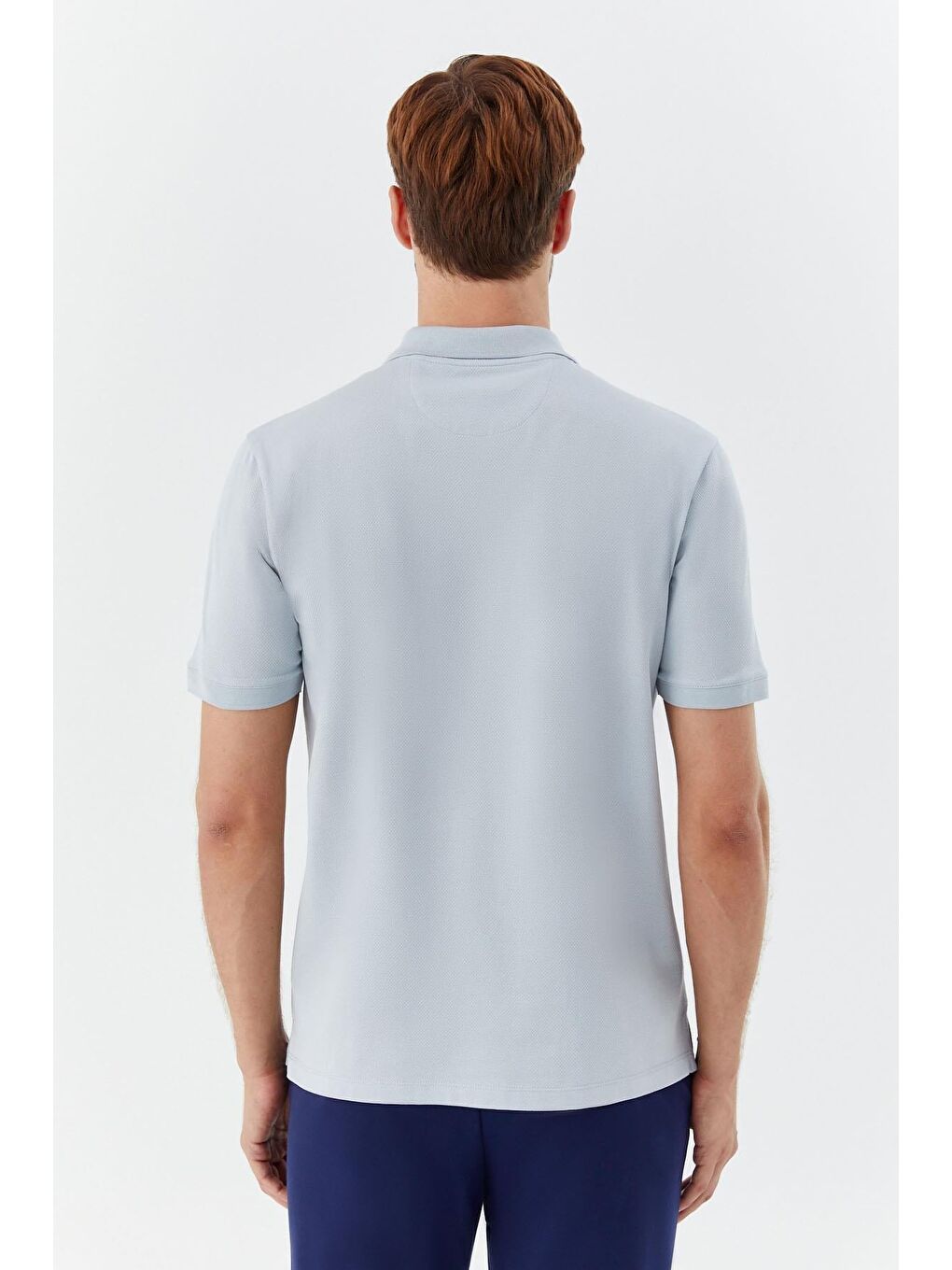 Açık Gri %100 Pamuk Düğmeli Polo Yaka Erkek T-Shirt-4