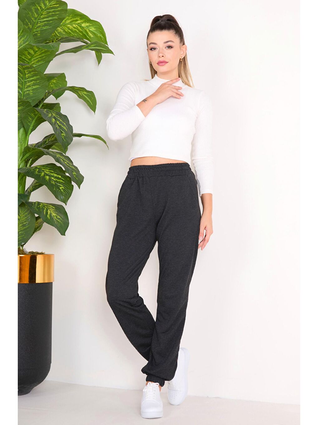 Orta Antrasit Kadın Eşofman Altı - 23144-1