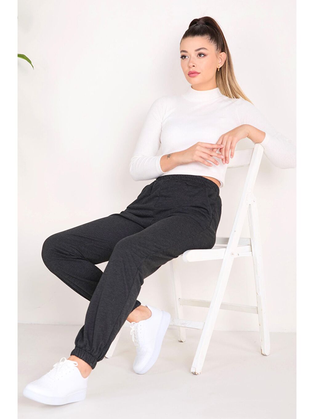 Orta Antrasit Kadın Eşofman Altı - 23144-2