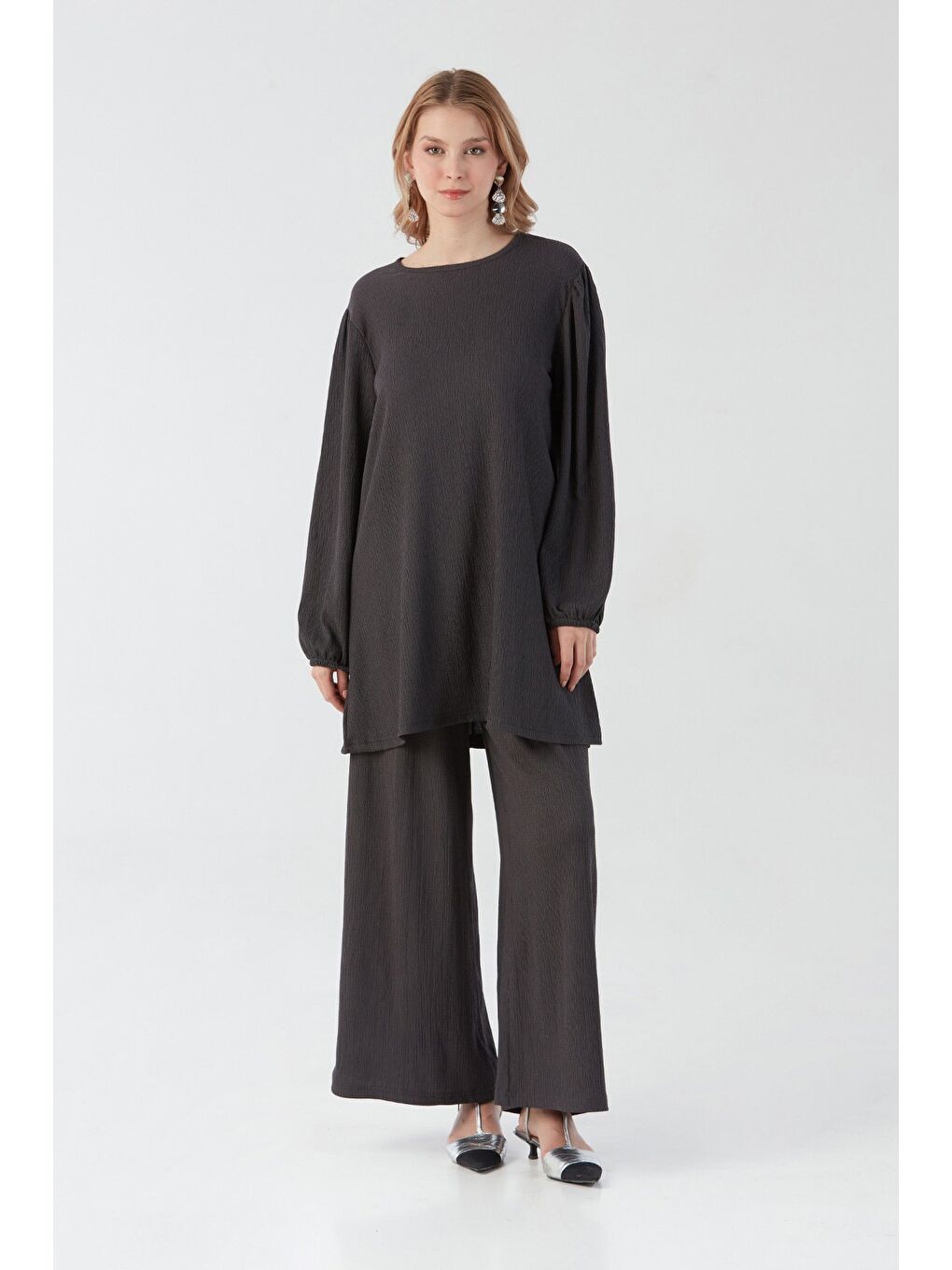 Antrasit Fullamodest Bürümcük Kumaş 2 Li Takım
