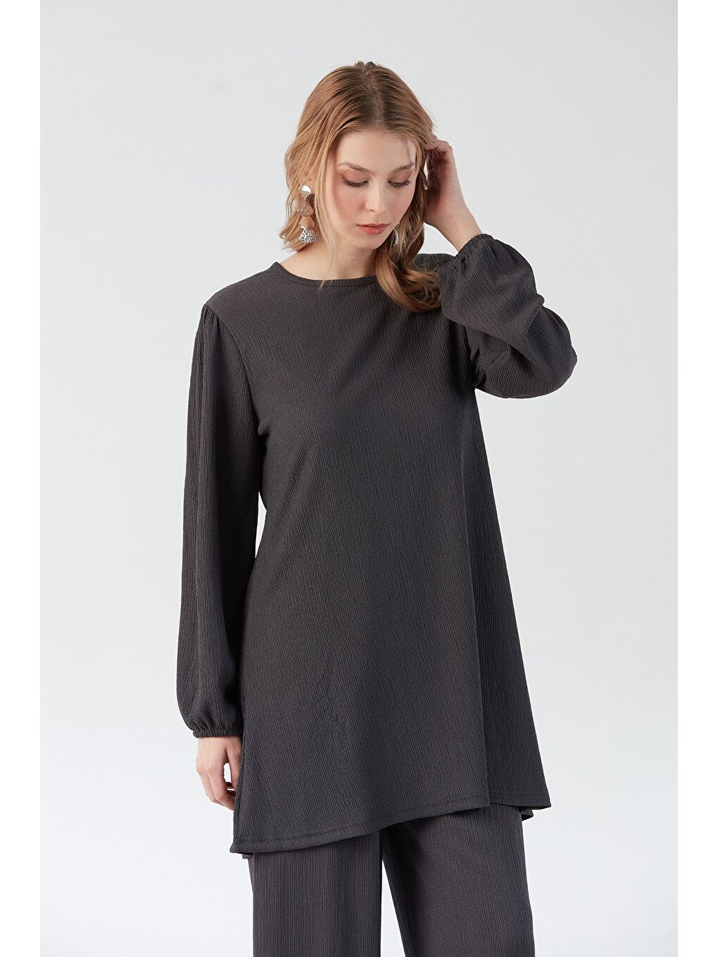 Antrasit Fullamodest Bürümcük Kumaş 2 Li Takım-3