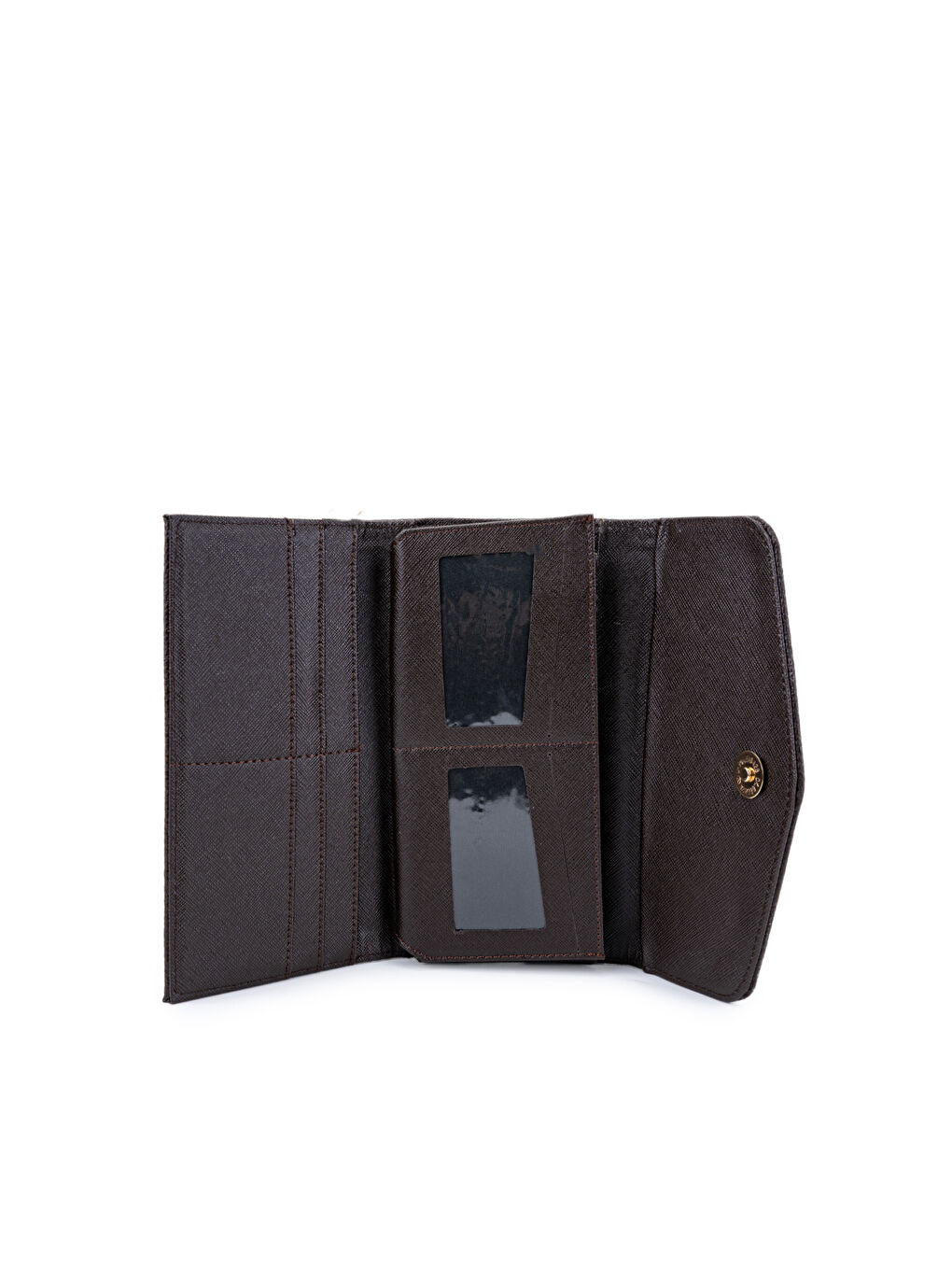 Kahverengi Zarf Detaylı Suni Deri Kadın Cüzdan Acı Kahve ZC183-1