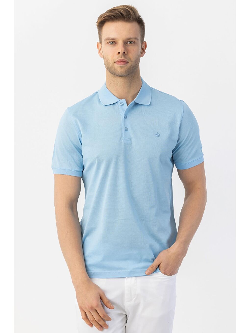 Giotelli Açık Mavi Regular Fit %100 Pamuk Polo Yaka Erkek Tişört-3