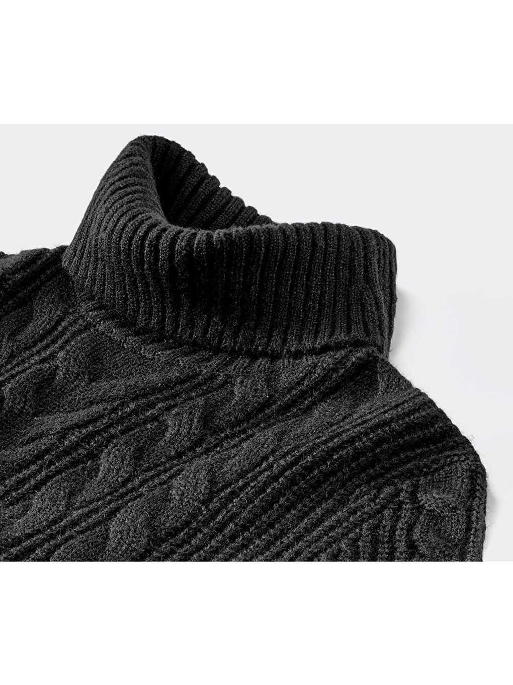 Kadın Kazak, Uzun, Saç Örgü, Siyah-5