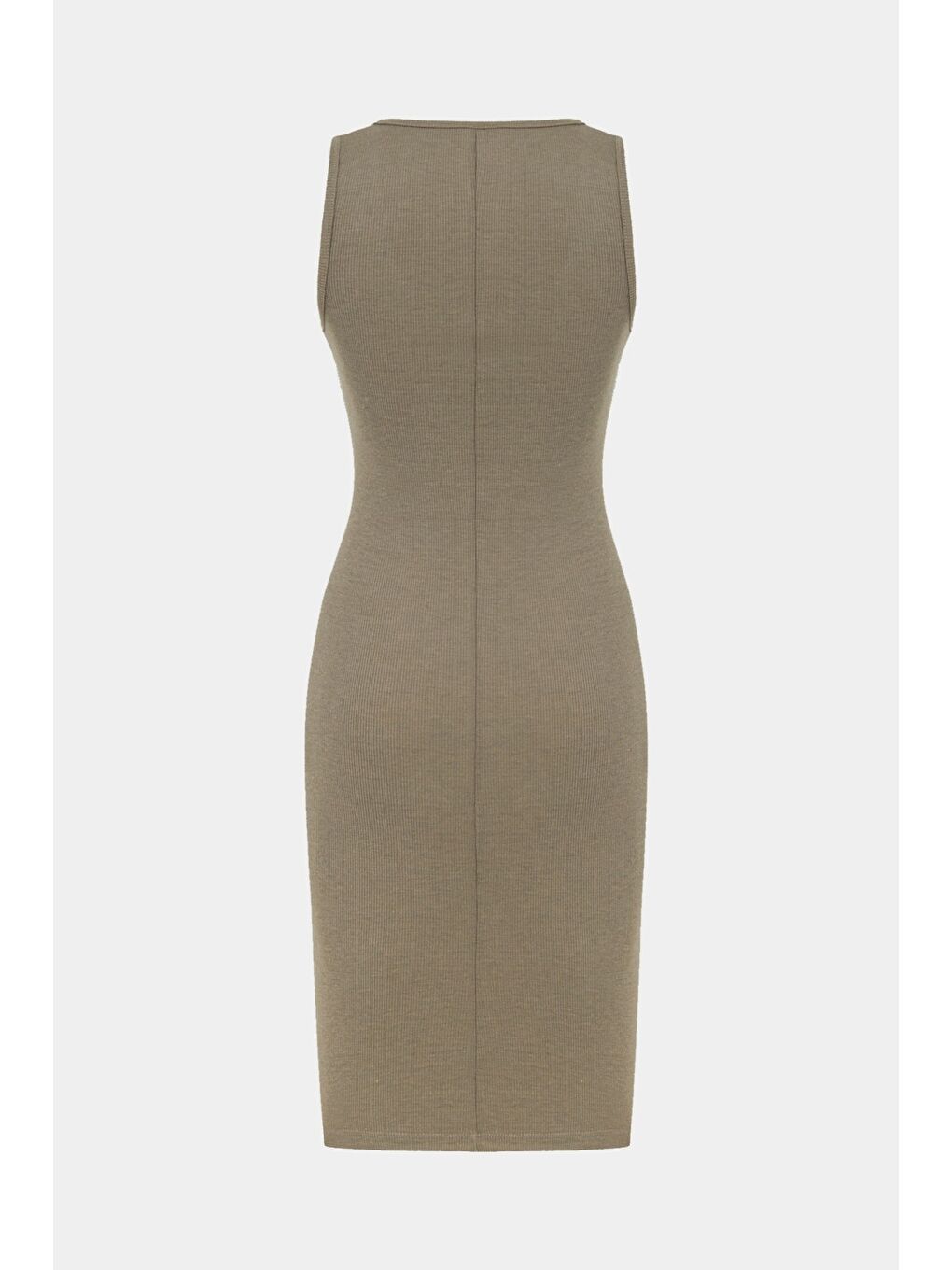 Bej Kadın Vücuda Oturan Askılı Kare Yaka Mini Elbise