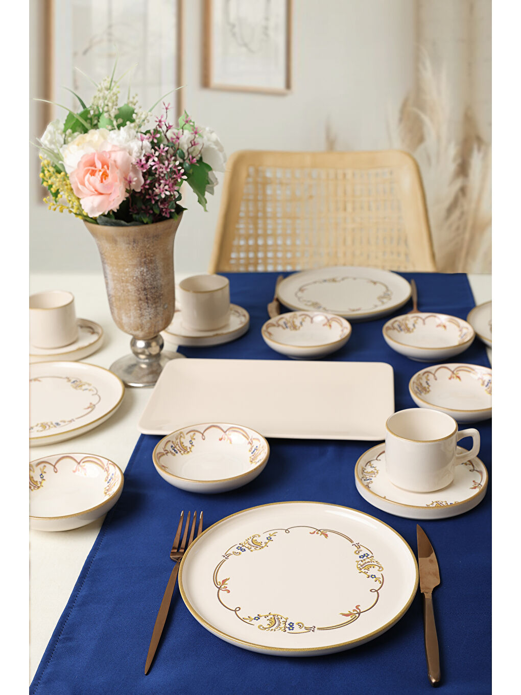 Karışık Bronze Bloom Kahvaltı Takımı 26 Parça 6 Kişilik-2