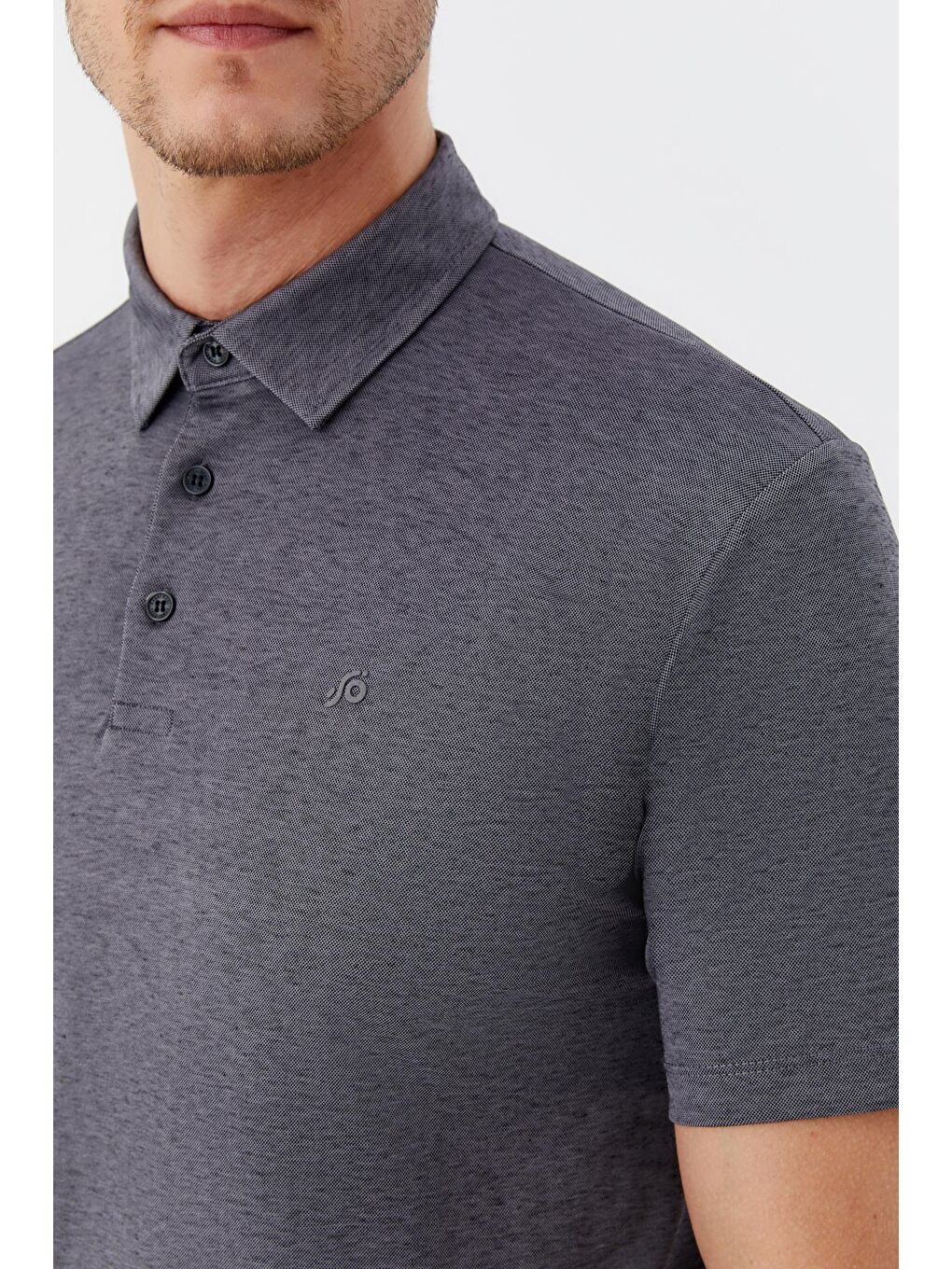 Siyah Erkek Gri Standart Fit Düğmeli Polo Yaka Tişört – Kısa Kollu-2