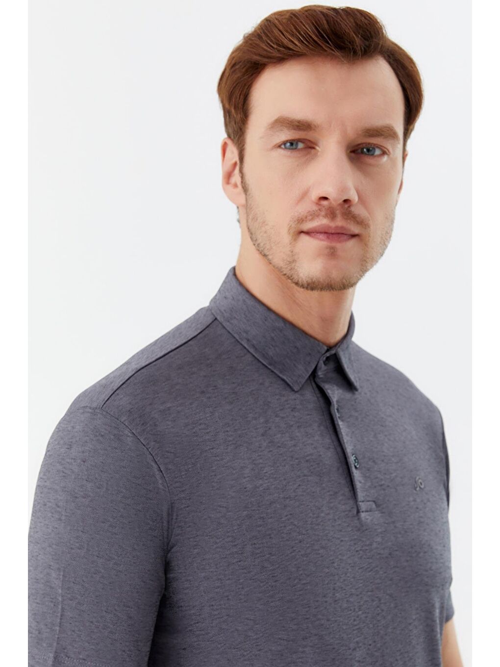 Siyah Erkek Gri Standart Fit Düğmeli Polo Yaka Tişört – Kısa Kollu-4