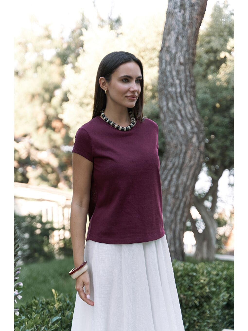 Suva Kısa Kol Bordo T-Shirt