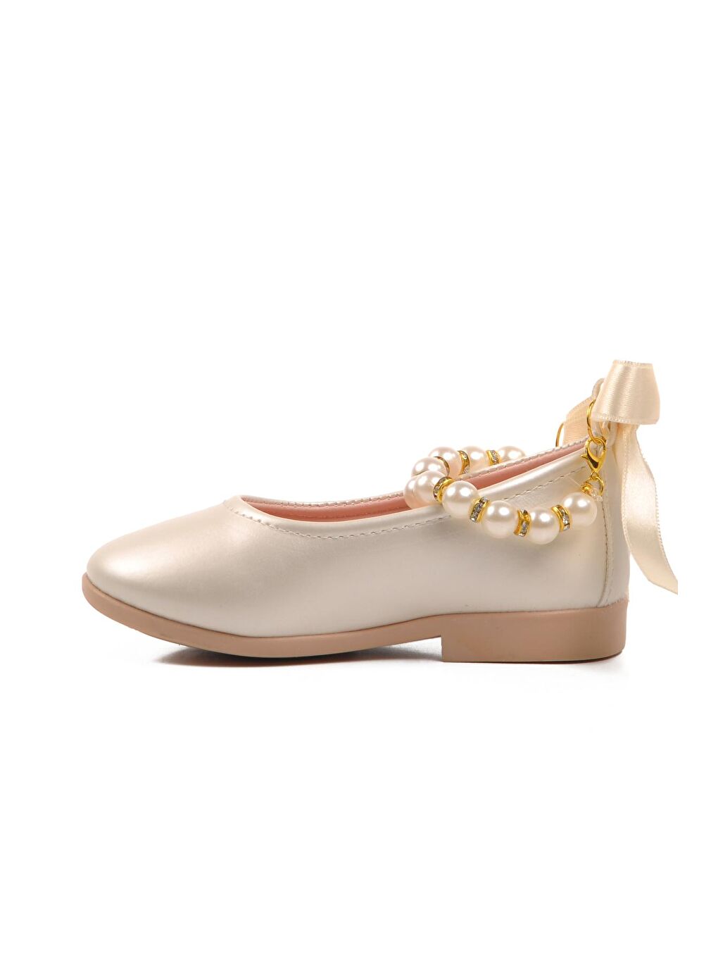 Ekru Sedef İnci Bilekli Kız Bebek Babet INC24-B-1