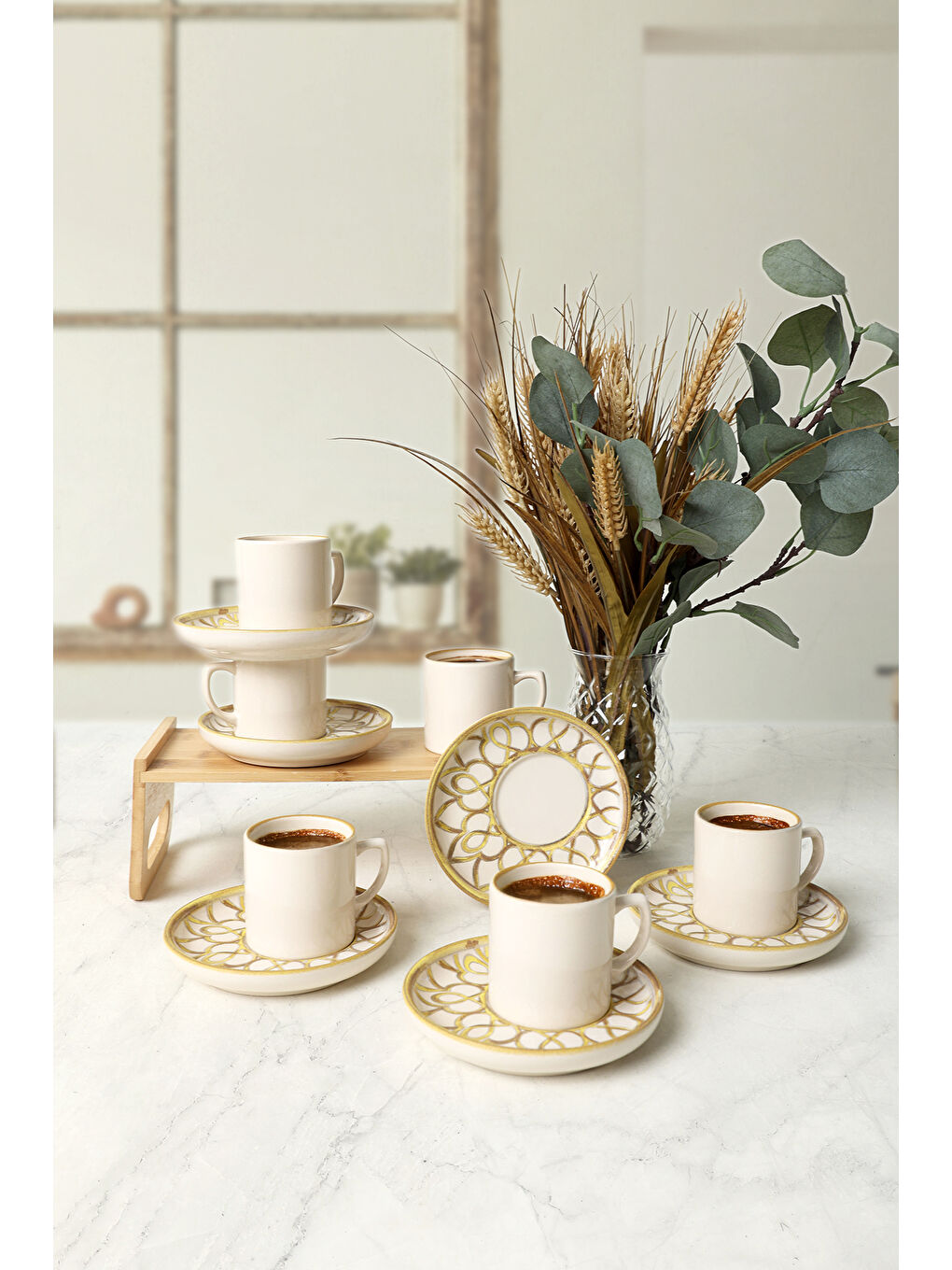 Karışık Worn Gold Nordic Kahve Takımı 12 Parça 6 Kişilik-2