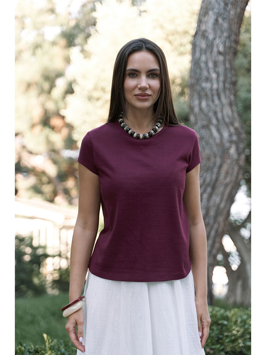 Suva Kısa Kol Bordo T-Shirt-1
