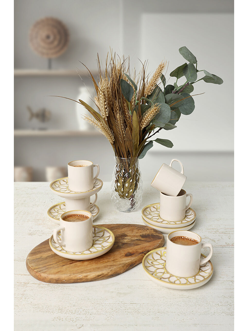 Karışık Worn Gold Nordic Kahve Takımı 12 Parça 6 Kişilik-3
