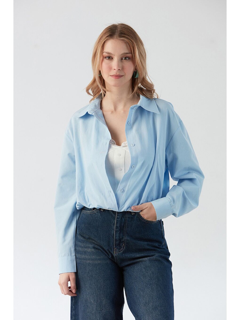 Mavi Basic Body Detaylı Gömlek-2