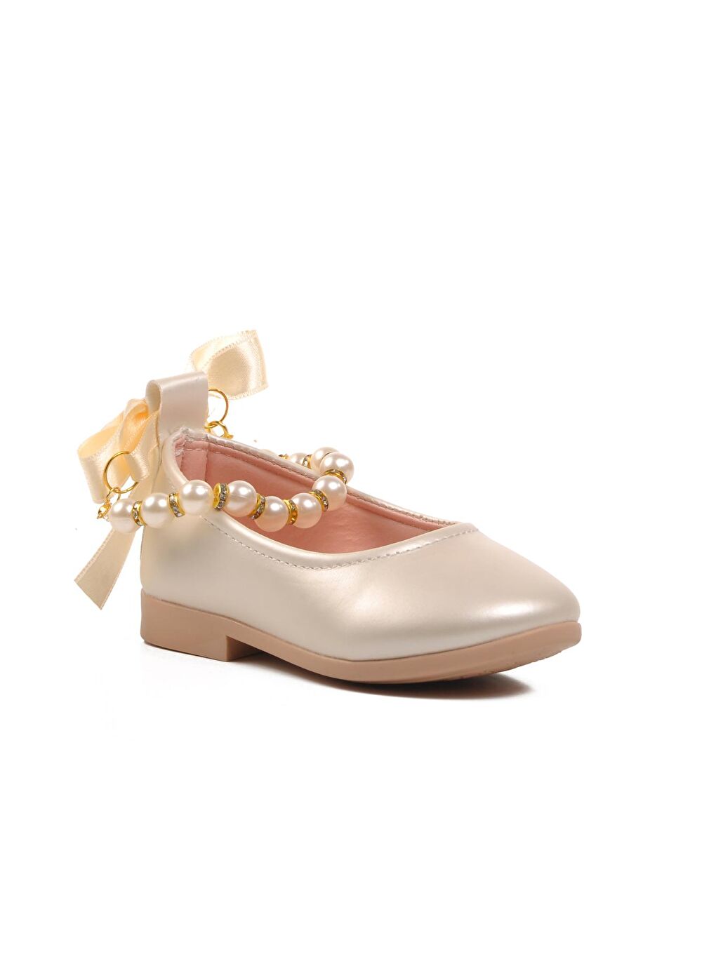 Ekru Sedef İnci Bilekli Kız Bebek Babet INC24-B-2