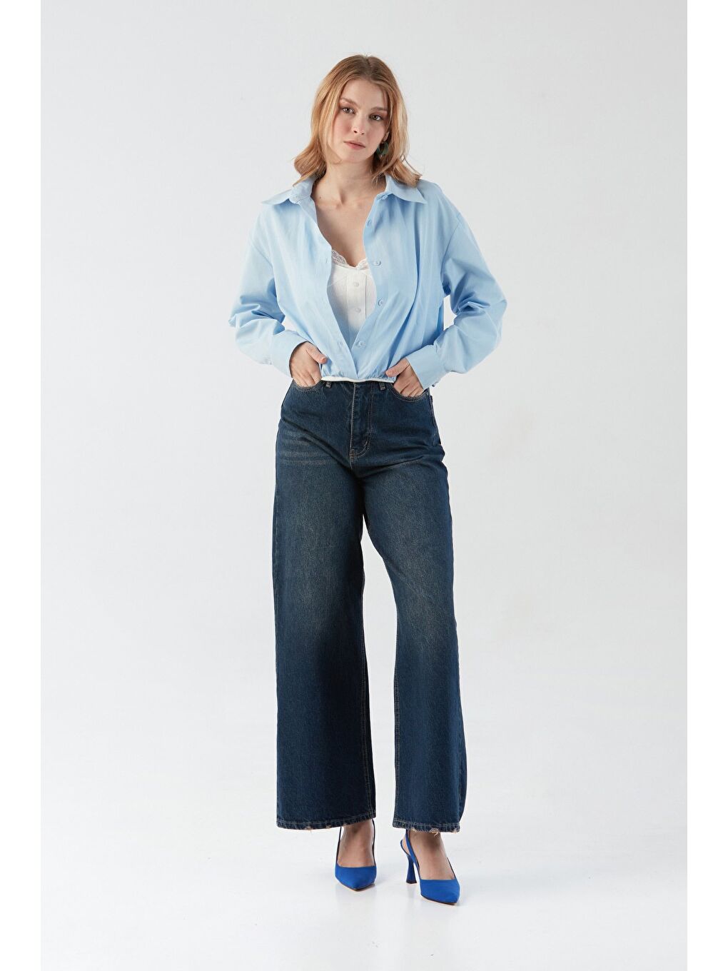 Mavi Basic Body Detaylı Gömlek-3