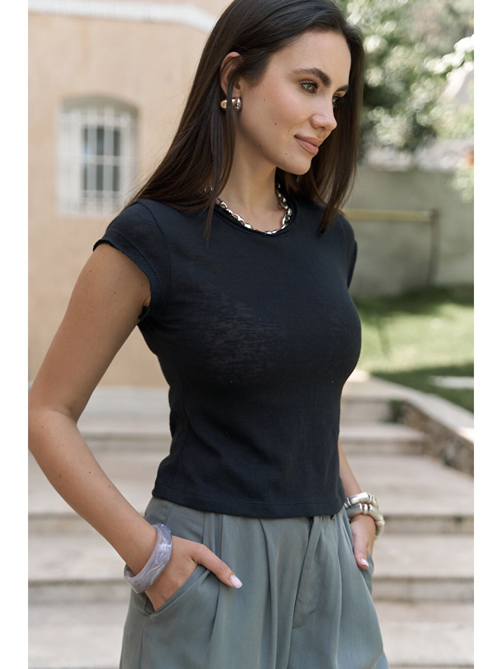 Kensal Dar Kesim Siyah T-Shirt-6