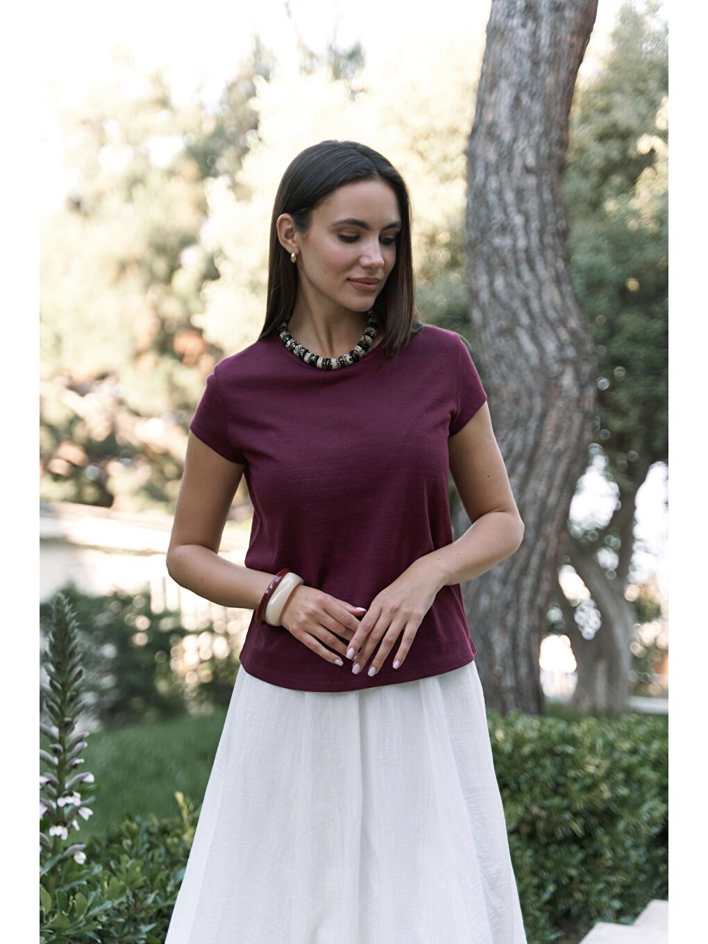 Suva Kısa Kol Bordo T-Shirt-2