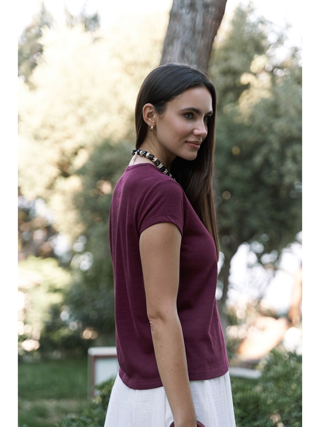 Suva Kısa Kol Bordo T-Shirt-3