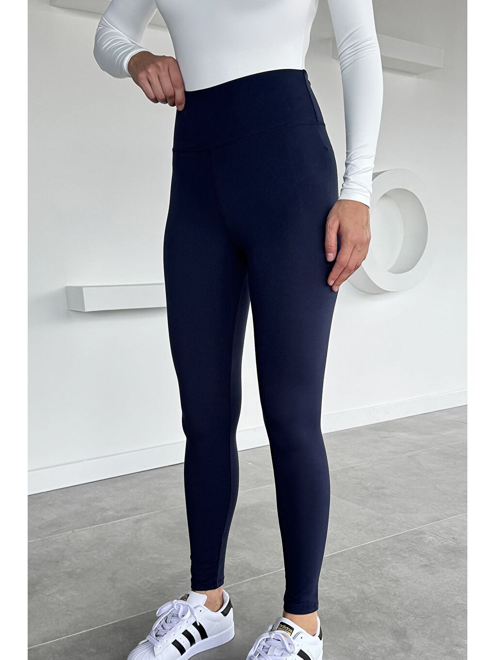 Lacivert Kadın Yüksek Bel Elastanlı Tayt